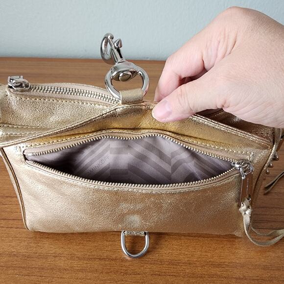Rebecca Minkoff Mini M.A.C. Metallic Gold Crossbody Bag - Picture 12 of 13